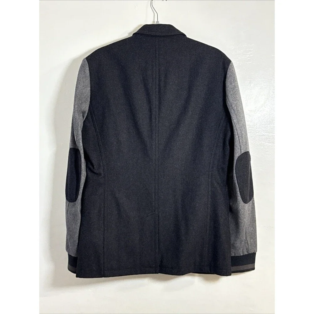 ESPRIT MEN’S Grey 2-Tone Wool Blend Blazer With Elbow Patch Size Large